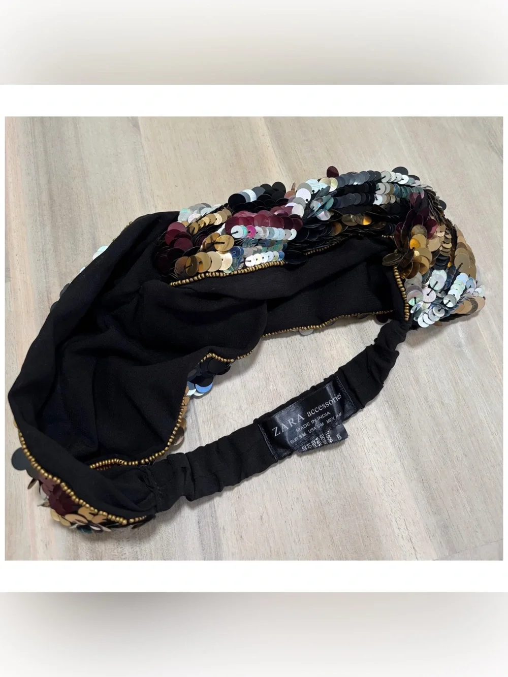 Zara Accessories Size S-M Sequins Knotted Stretch Headband Turban